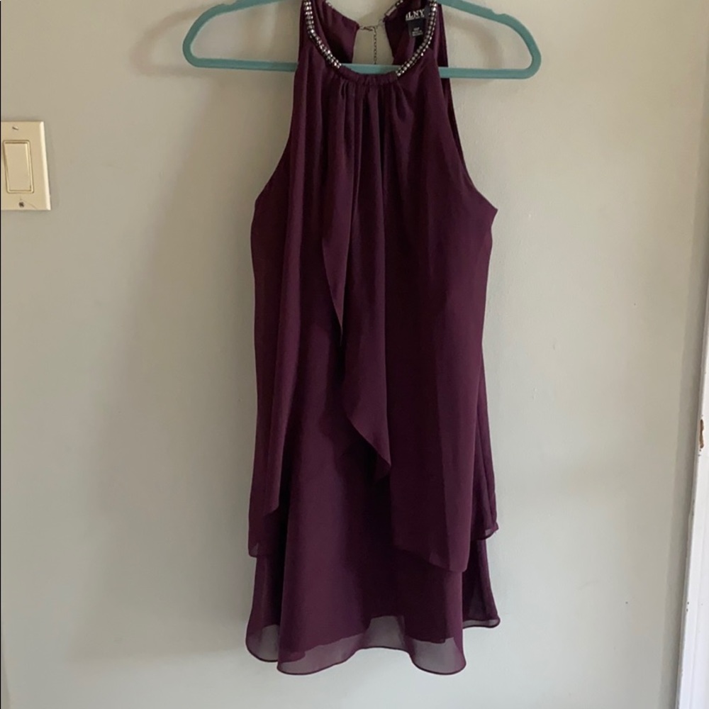 Punk mini dress with bedazzled chain neck